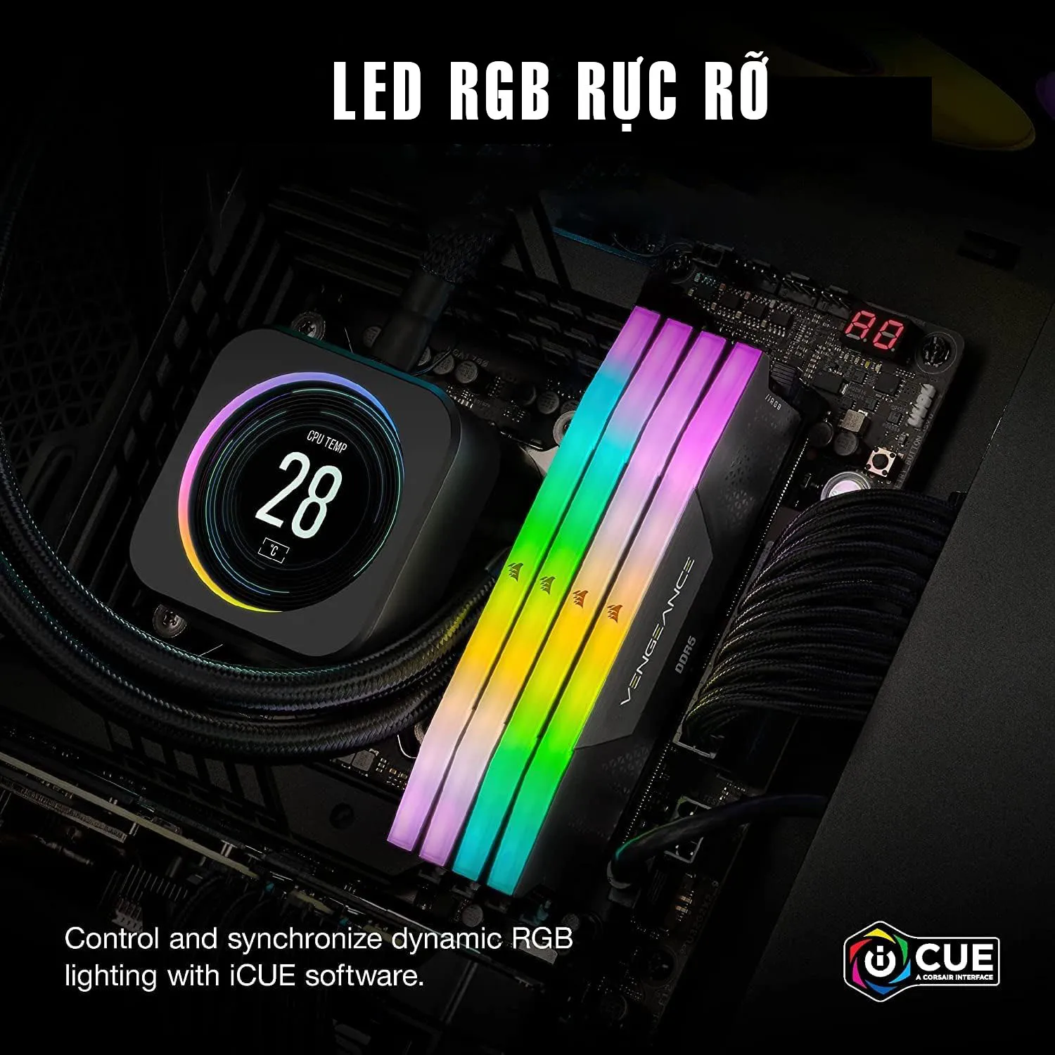 Ram Desktop Corsair Vengeance RGB (CMH96GX5M2B5600C40) 96GB (2x48GB) DDR5 5600MHz